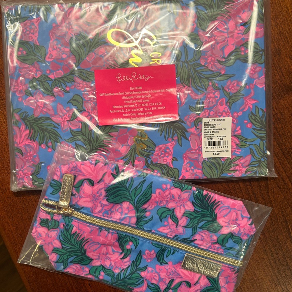 NWT Lilly Pulitzer sketchbook and pencil case